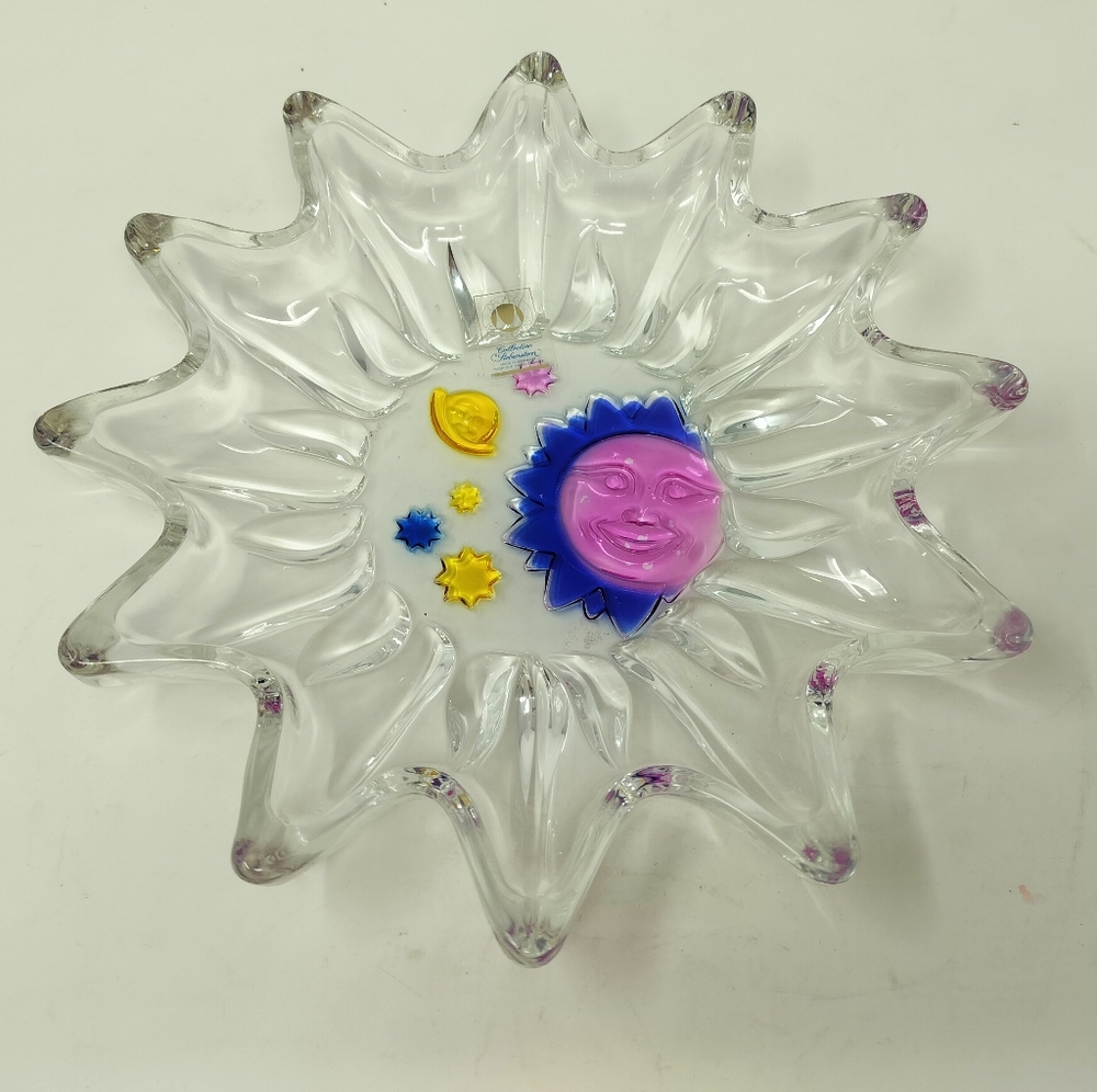 Heavy Serving Plate Walther Glas Germany Liebenstein Celestial Sun Moon Stars